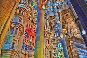 Spain. Barcelona. Sagrada Familia inside. Spanish Days Travel